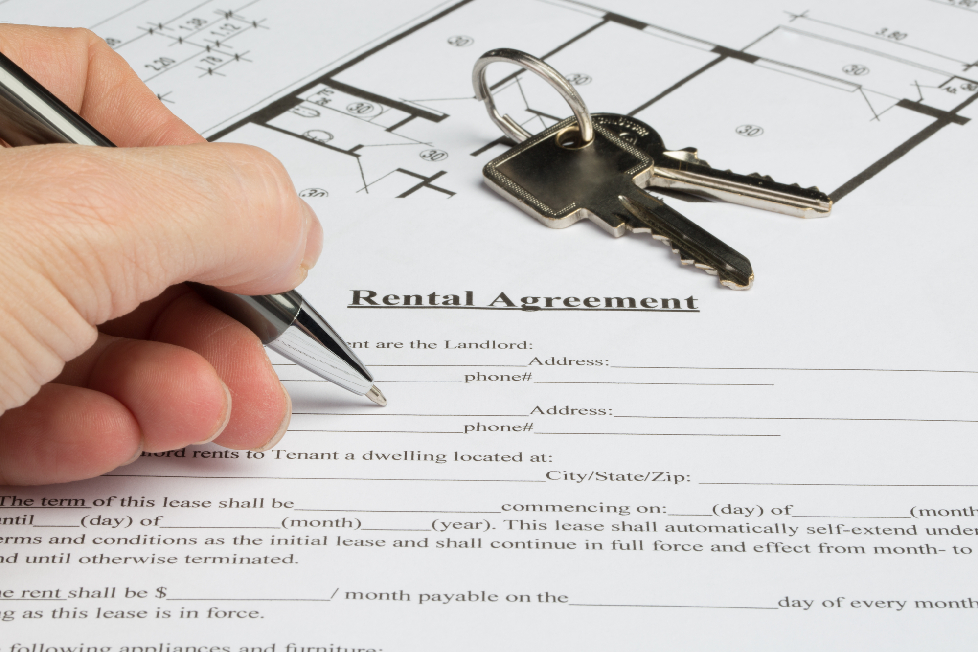 Detail view from filling out a rental agreement